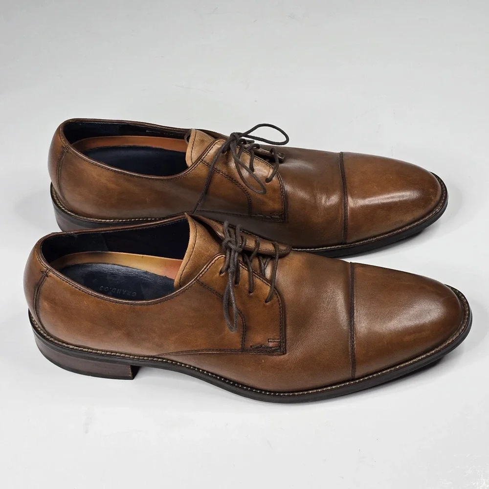 Cole Haan Shoes Mens 12M British Tan Leather Cap Toe Oxford Derby Grand OS C1163